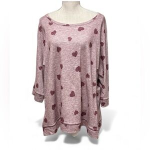 NWOT CHA CHA VENTE Heart Print Women's Top Size 2X